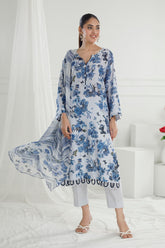 UAE -3 Piece Unstitched Printed Soya Silk Suit with Printed Chiffon Dupatta SY-52003