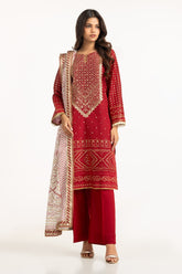UAE-3PC Lawn Gold And Lacquer Printed Suit With Embroidered IUSTKSD-720