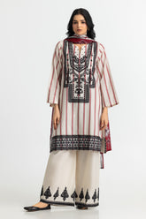 UAE-3PC Jacquard Embroidered Suit With Denting Lawn Printed Dupatta