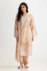 UAE-3PC Lawn Embroidered Suit With Chiffon Embroidered Dupatta