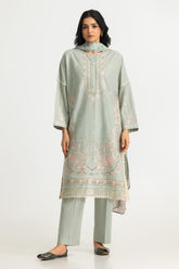 UAE-3PC Lawn Embroidered Suit With Chiffon Printed Dupatta