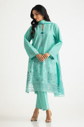 UAE-3PC Lawn Embroidered Suit With Chiffon Printed Dupatta