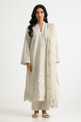 UAE-3PC Lawn Embroidered Suit With Lacquer Printed Chiffon Dupatta