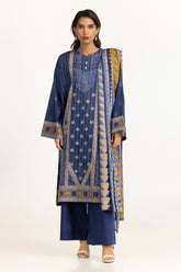 UAE-3PC Lawn Printed Suit With Embroidered IUSTKSD-2103