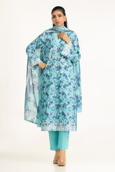 UAE-3PC Lawn Printed Suit With Schiffli Embroiderd IUSTKSD-2034