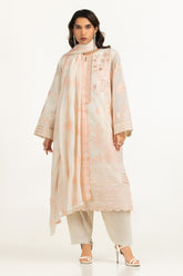 UAE-3PC Paper Cotton Embroidered Suit IUSTKSD-2204