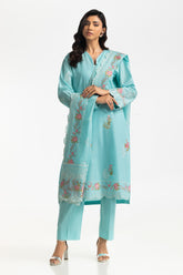 UAE-3PC Lawn Embroidered Suit IUSTKSD-499