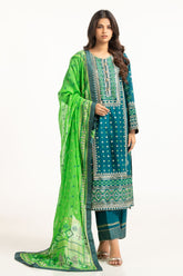 UAE-3PC Lawn Gold And Lacquer Printed Suit With Embroidered IUSTKSD-749