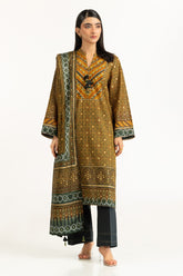 UAE-3PC Lawn Gold Printed Suit IUSTKSD-1069