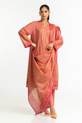 UAE-3PC Lawn Gold Printed Suit IUSTKSD-457