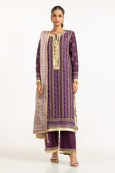 UAE-3PC Lawn Gold Printed Suit With Embroidered IUSTKSD-724