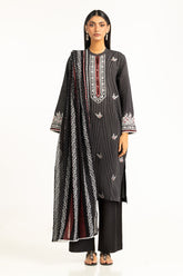 UAE-3PC Lawn Lacquer Printed Suit With Embroidered IUSTKSD-953