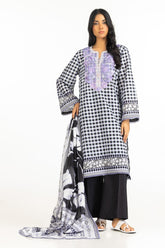 UAE-3PC Lawn Printed Suit With Embroidered IUSTKSD-545