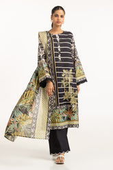 UAE-3PC Lawn Printed Suit With Embroidered IUSTKSD-727