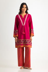 UAE- Cambric Printed Co-Ord Set With Embroidered
