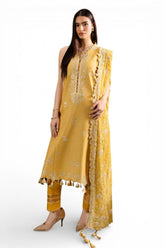 UAE-3 Piece Embroidered Lawn Suit with Embroidered Chiffon Dupatta