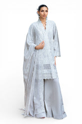 UAE-3 Piece Embroidered Lawn Suit with Borders and Chiffon Dupatta FE-52130