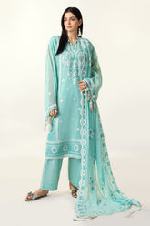 UAE-3 Piece Embroidered Cotton Net Suit with Embroidered Chiffon Dupatta LE-62001