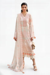 UAE-3 Piece Embroidered Paper Cotton Suit with Embroidered Chiffon Dupatta LE-62002