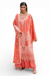 UAE-3 Piece Embroidered Lawn Suit with Embroidered Denting Dupatta DN-62031