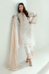 UAE-3 Piece Embroidered Lawn Suit with Embroidered Denting Dupatta DN-62001