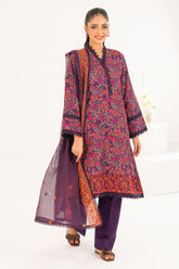 UAE-3 Piece Embroidered Khaddar Suit with Net Dupatta CN-52007