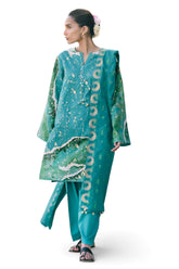 UAE-3 Piece Gold Printed Lawn Suit with Embroidered Lacquer Printed Dupatta CL-52512