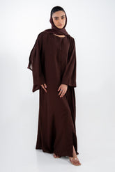 UAE-Georgette Slub Abaya With Scarf IPAB-22170
