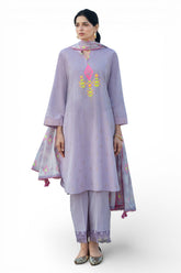 UAE-3 Piece Embroidered Yarn Dyed Jacquard Suit with Lacquer Printed Jacquard Dupatta MJ-52017