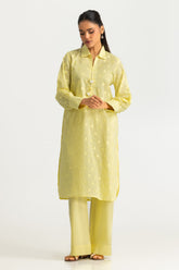 UAE- Jacquard Embellished Shirt And Dyed Trouser