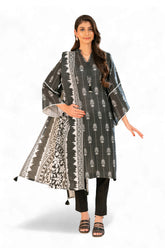 UAE-3 Piece Printed Khaddar Suit with Dupatta SD-52256