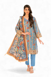 UAE-3 Piece Printed Khaddar Suit with Dupatta SD-52260