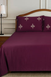 UAE-Mahogany T-200 Embroidered Bed Sheet Set
