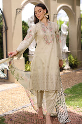 UAE-3 Piece Embroidered Lawn Suit with Chiffon Dupatta