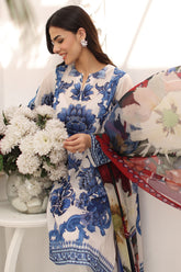 UAE-3 Piece Printed Lawn Suit with Chiffon Dupatta