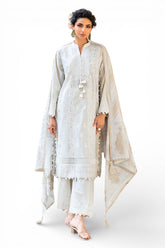 UAE-3 Piece Zari & Sequins Embroidered Lawn Suit with Borders and Printed Dupatta DN-52039