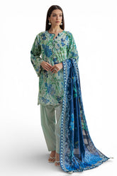 UAE-3 Piece Embroidered Printed Lawn Suit with Dupatta CL-52483