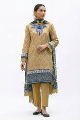 UAE-3 Piece Printed Lawn Suit with Embroidered Neckline CL-52536
