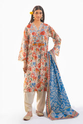 UAE-3 Piece Printed Lawn Suit with Embroidered Border CL-62084
