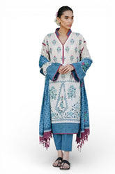 UAE-3 Piece Embroidered Printed Lawn Suit with Lawn Dupatta CL-62216