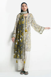 UAE-3 Piece Printed Lawn Suit with Embroidered Organza Neckline CL-62295