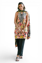 UAE-3 Piece Embroidered Printed Lawn Suit with Denting Lawn Dupatta and Neckline DN-62002