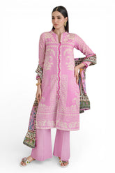 UAE-3 Piece Printed Dobby Suit with Printed Lawn Dupatta and Dyed Trouser DB-62001