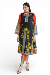 UAE-3 Piece Printed Dobby Suit with Printed Lawn Dupatta and Dyed Trouser DB-62003
