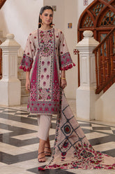 UAE-3 Piece Printed Lawn Suit and Dyed Trouser