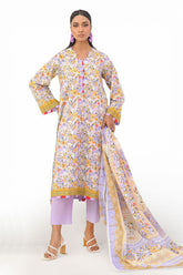 UAE-3 Piece Printed Lawn Suit and Dyed Trouser CL-62292 B