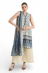 UAE-3 Piece Printed Mehsuri Stripe Lawn Suit with Printed Mehsuri Stripe Lawn Dupatta and Dyed Trouser GS-62006
