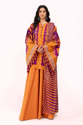UAE -3 Piece Unstitched Embroidered Corduroy Suit with Printed Cotton Net Dupatta CD-42008
