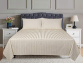 UAE -Cream Stripe Satin T-250 Bed Sheet Set 22B
