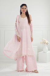 UAE -3 Piece Unstitched Embroidered Lawn Suit with Embroidered Chiffon Dupatta PM-52043